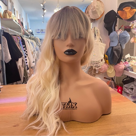 Human hair platinum blonde with dark root wig main image 6